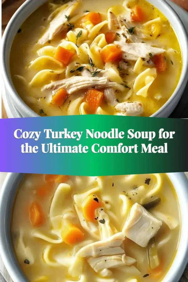 Cozy bowl of Turkey Noodle Soup with vegetables and noodles