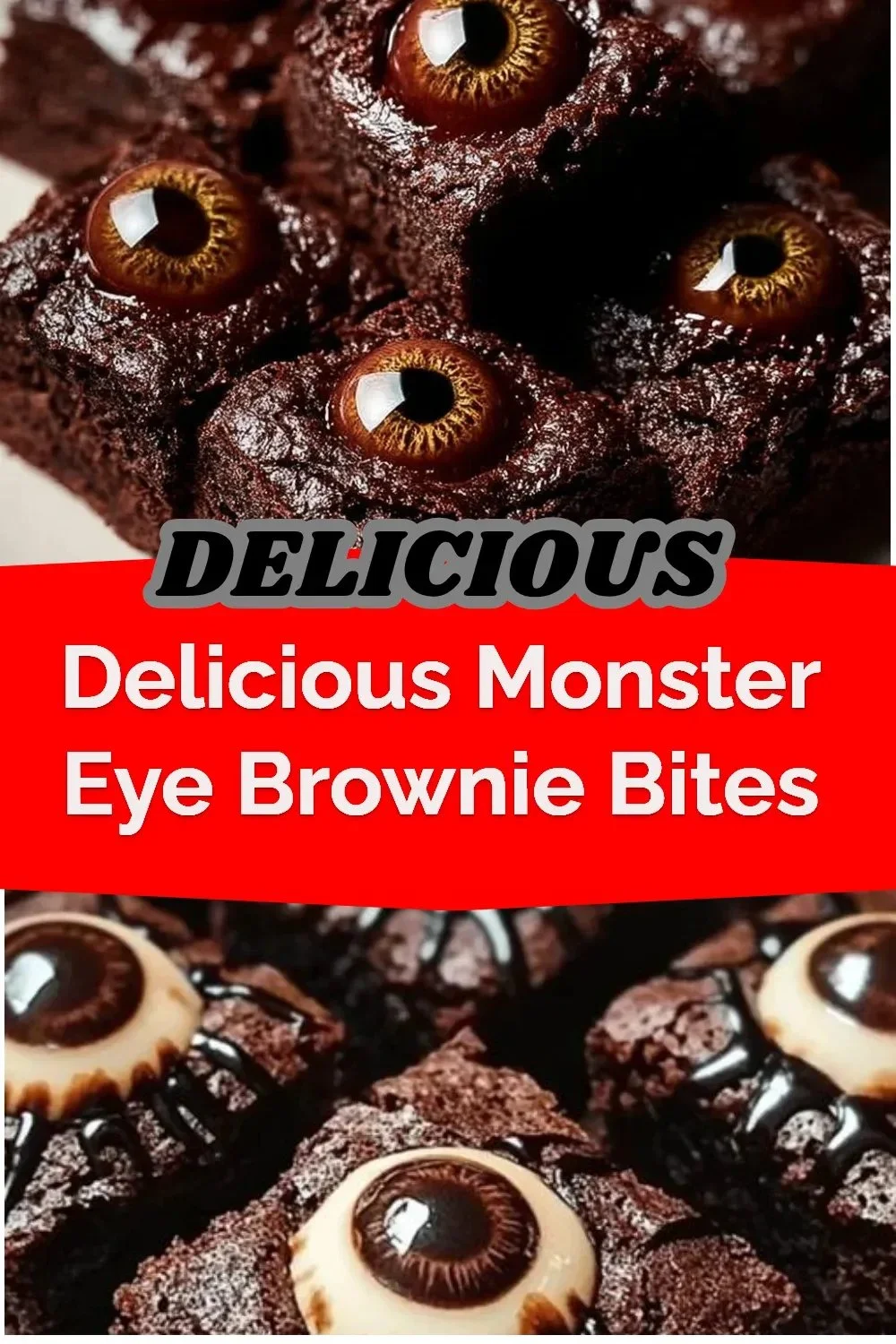 Delicious monster eye brownie bites perfect for Halloween treats.