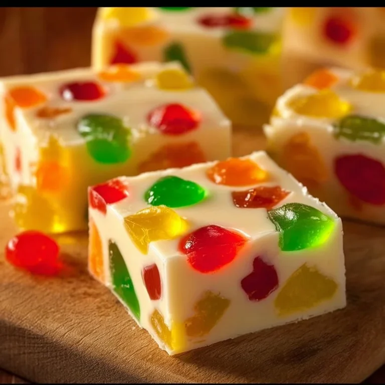 Delicious homemade Christmas gumdrop nougat candy ready for the holidays.