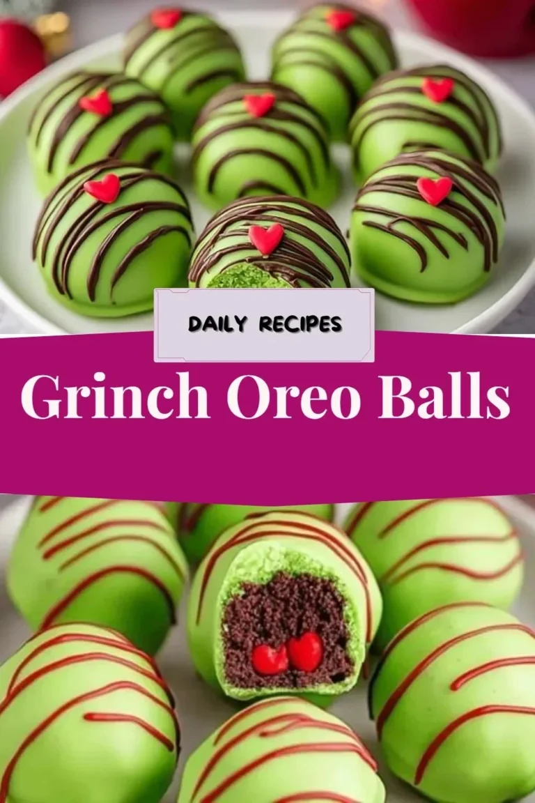 Festive Grinch Oreo Balls decorated for the holidays