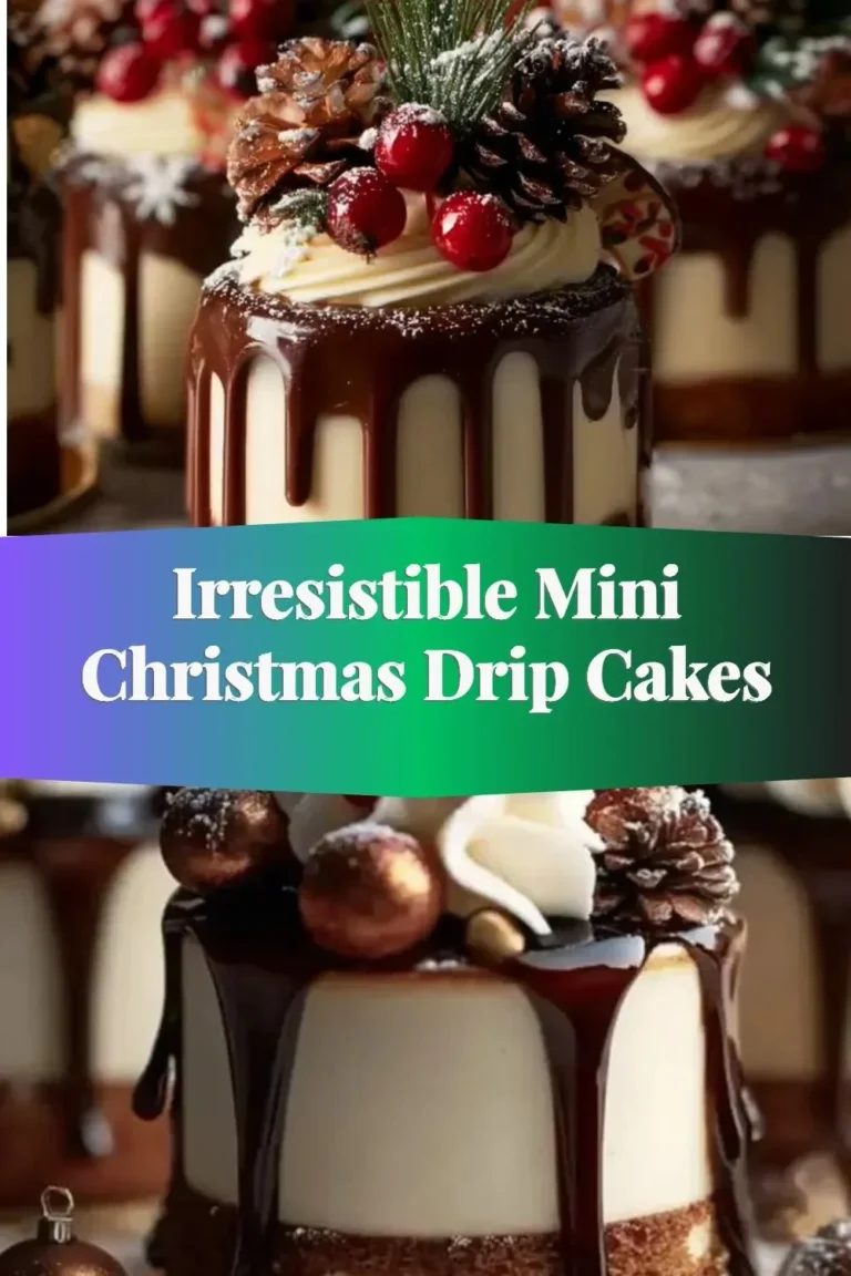 Delicious mini Christmas drip cakes with festive decorations and drizzled chocolate
