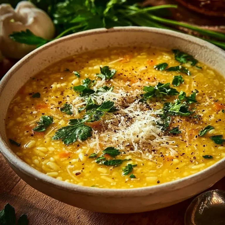 Bowl of Italian Pastina Soup with fresh herbs and pasta, a cozy dinner idea.