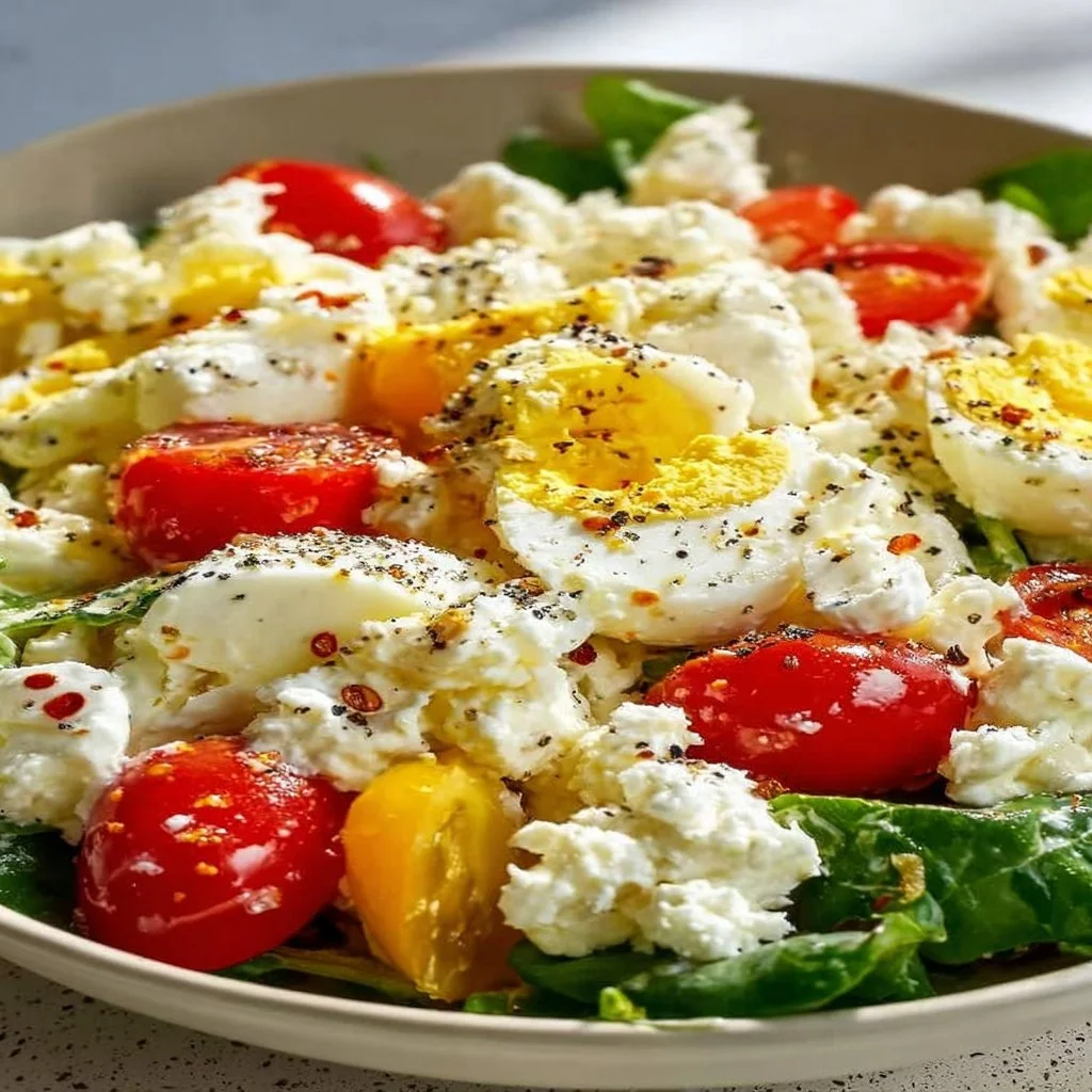 Keto Cottage Cheese Egg Salad in a serving bowl