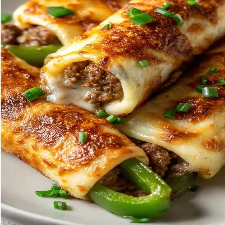 Keto Philly Cheesesteak Roll-Ups with cheese and beef