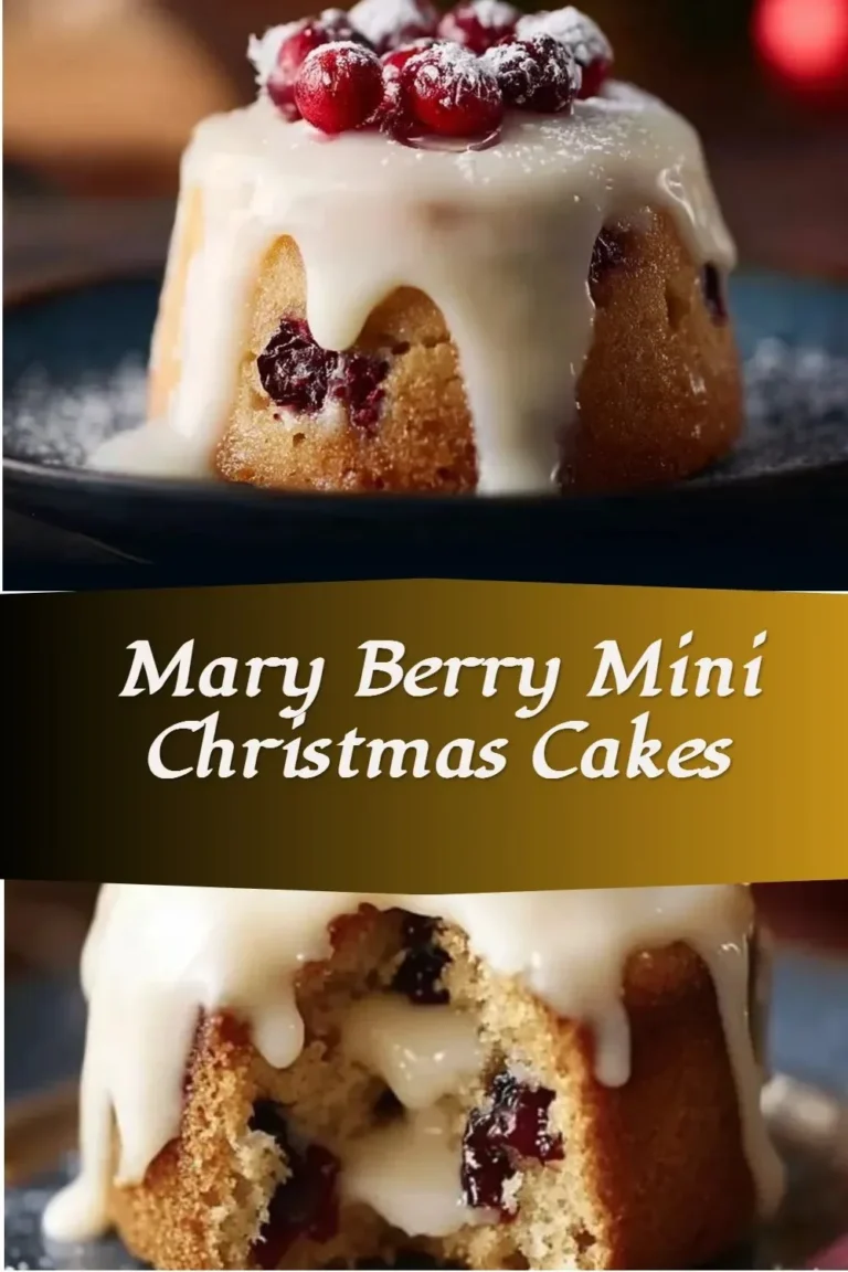 Mary Berry's delicious mini Christmas cakes in festive decorations.