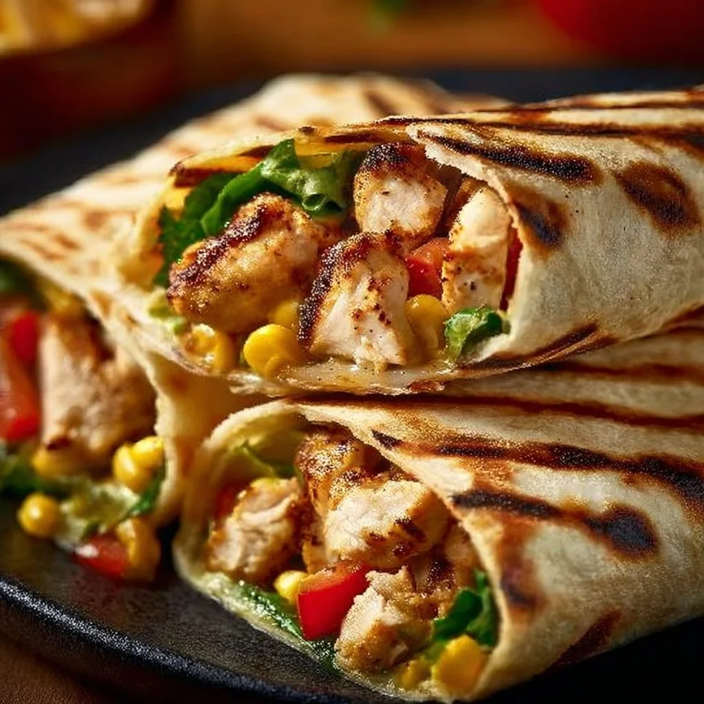 Delicious Southwest grilled chicken wraps ready for a quick and easy dinner
