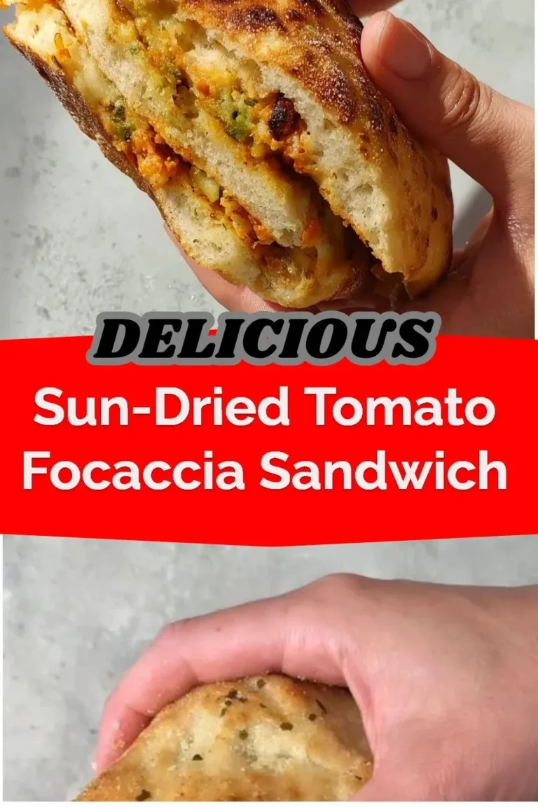 Delicious Sun-Dried Tomato Focaccia Sandwich with fresh ingredients